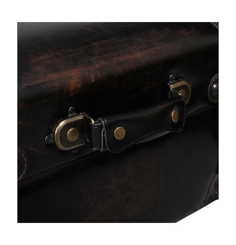 Storage Bench 43.7" Dark Brown Solid Wood Pine&Faux Leather