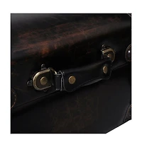 Storage Bench 43.7" Dark Brown Solid Wood Pine&Faux Leather