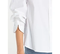 Liverpool Los Angeles Petite Adjustable Sleeve Woven Top