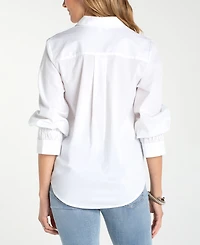 Liverpool Los Angeles Petite Adjustable Sleeve Woven Top