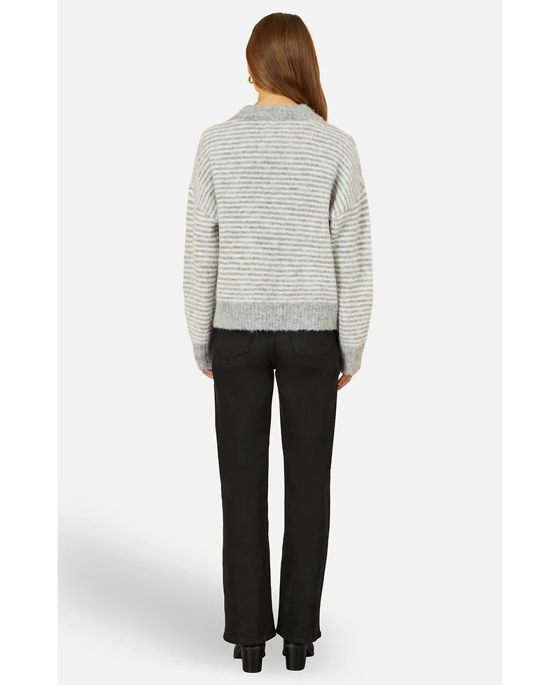 Yumi Women's Striped Relaxed Fit Jumper With Flowers