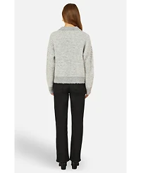 Yumi Women's Striped Relaxed Fit Jumper With Flowers