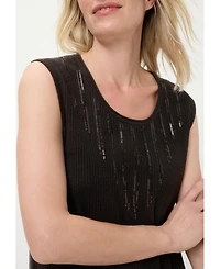 Olsen Women's Rib Knit Shell with Sequin Detail