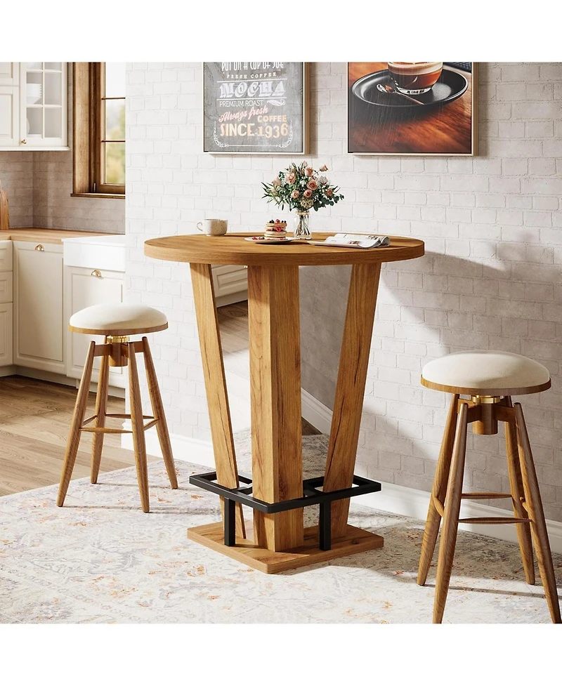 Tribesigns Round Bar Table, 39.4" H, for Small Spaces