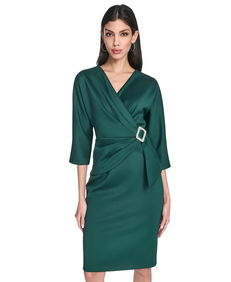 Eliza J Women's V-Neck Side Drape Cocktail Dress
