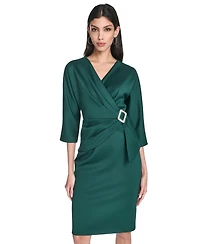 Eliza J Women's V-Neck Side Drape Cocktail Dress