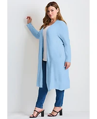 Avenue Women's Plus Raglan Sleeve Duster Cardigan
