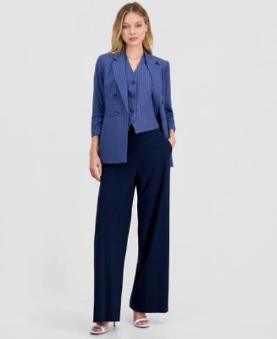 Bar Iii Womens Pinstripe Notched Collar Jacket V Neck Vest Macys Exclusive