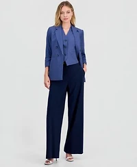 Bar Iii Womens Pinstripe Notched Collar Jacket V Neck Vest Macys Exclusive