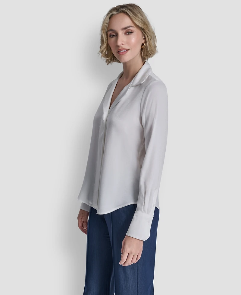 Dkny Women's Collared Button-Up Blouse