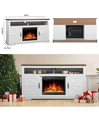 Cowsar Electric Fireplace with Mantel-60'',Wall Mounted Recessed/Insert Fireplace Heater, 4 Flame Colors &12 Crystal Bed Colors with Remote Control