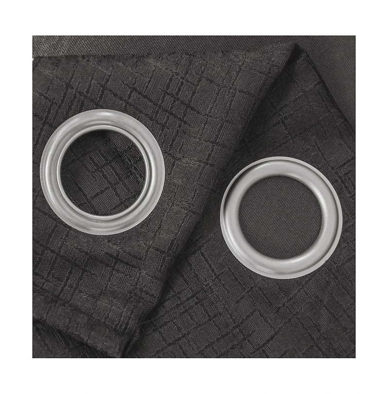 Olivia Gray Lynx Matte Embossed Blackout Grommet Panel - 52"x95", Black