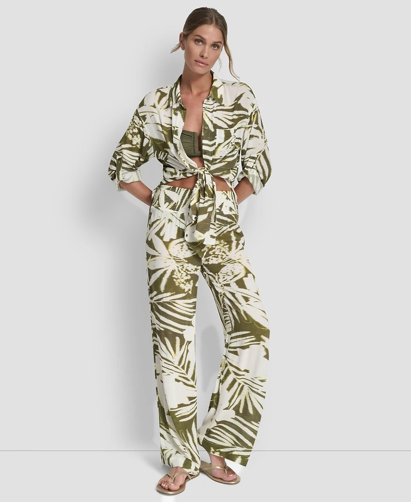 Dkny Women's Smocked-Waist Cover-Up Pull-On Pants