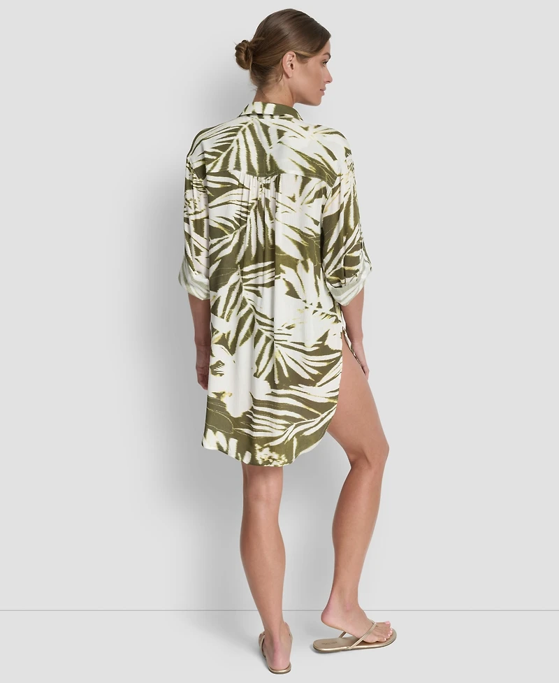 Dkny Women's Gauze Collared Button-Front Beach Shirt