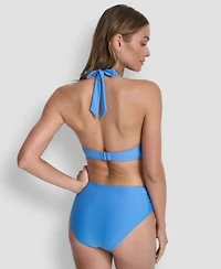 Dkny Womens Shirred Buckle Front V Neck Halter Top Bottoms