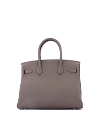 Pre-Owned HERMES Birkin 30 Handbag Grey Clemence with Palladium Hardware