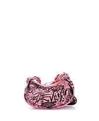 Pre-Owned Balenciaga Xs Le Cagole Graffiti Giant Studs Shoulder Bag Leather