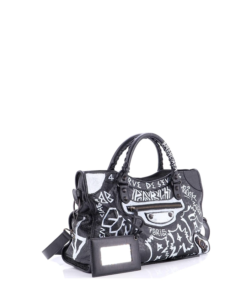 Pre-Owned Balenciaga Medium City Graffiti Classic Studs Bag Leather