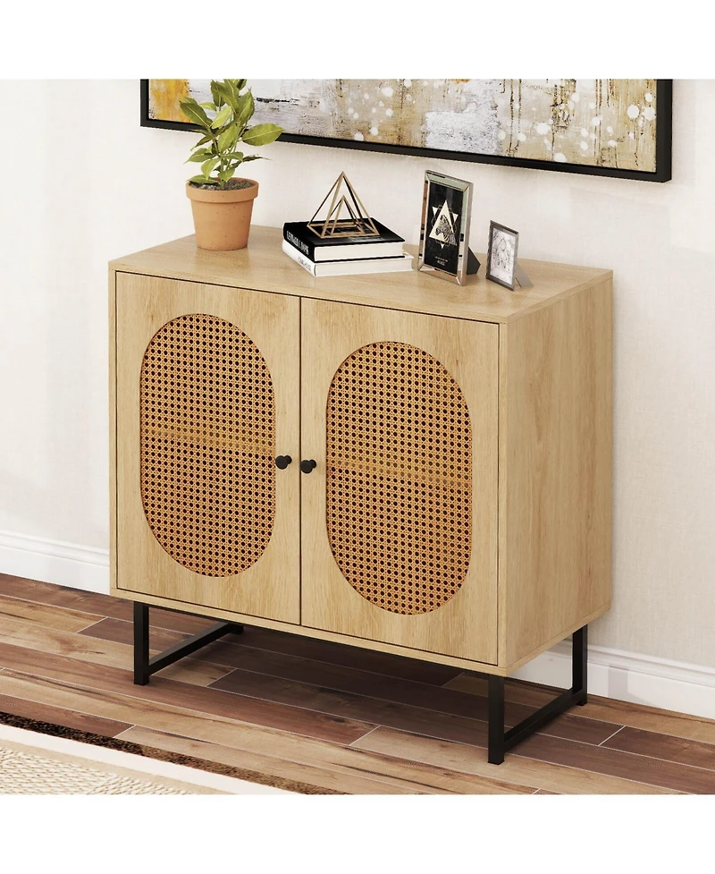 Costway Buffet Cabinet with 2 Doors Adjustable Shelf Metal Legs Accent Floor