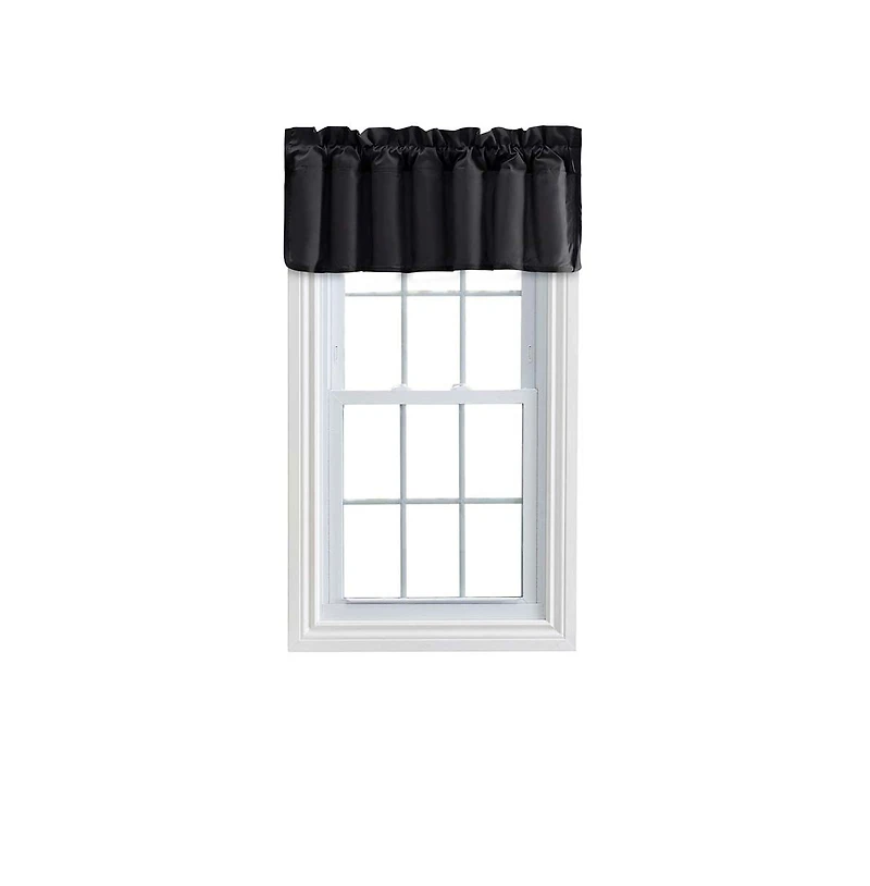 Ellis Curtain Ellis Stacey Solid Color Window 3" Rod Pocket High Quality Fabric Lined Filler Valance 42"x13" Black