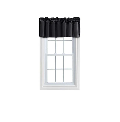Ellis Curtain Ellis Stacey Solid Color Window 3" Rod Pocket High Quality Fabric Lined Filler Valance 42"x13" Black