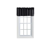Ellis Curtain Ellis Stacey Solid Color Window 3" Rod Pocket High Quality Fabric Lined Filler Valance 42"x13" Black
