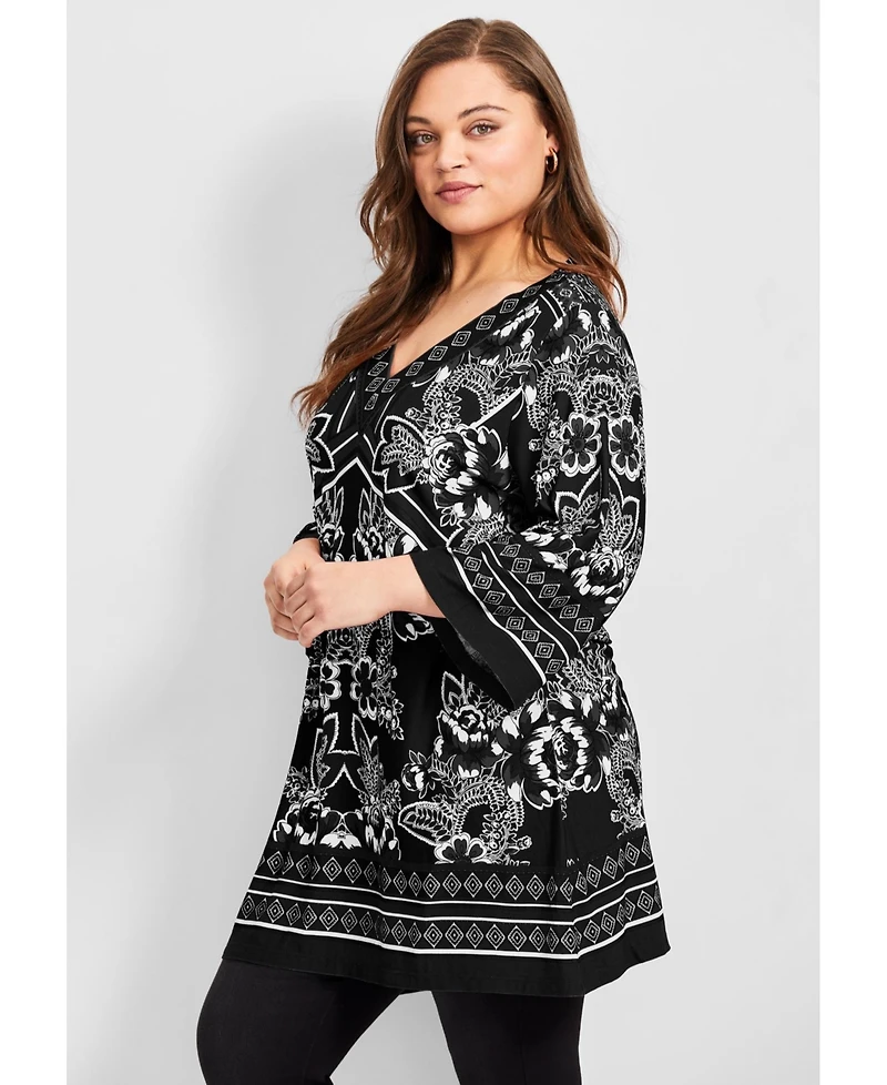 Avenue Women's Scarf Print Tunic Top