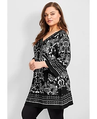 Avenue Women's Scarf Print Tunic Top