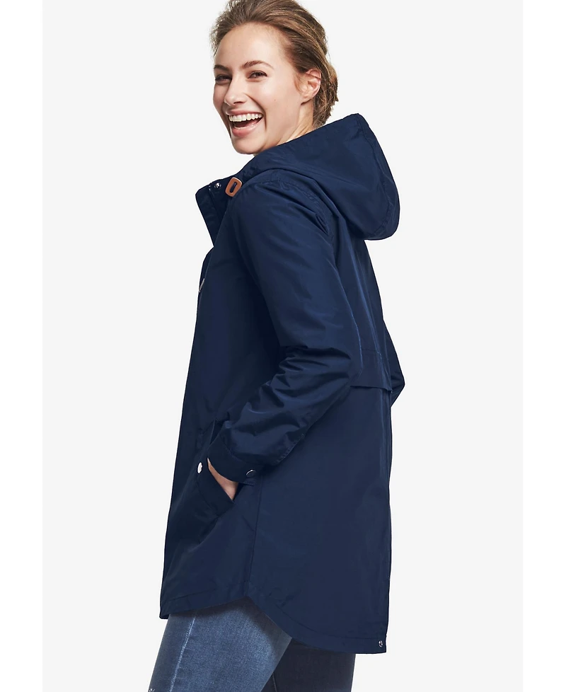 ellos Women's Snap-Front Hooded Raincoat