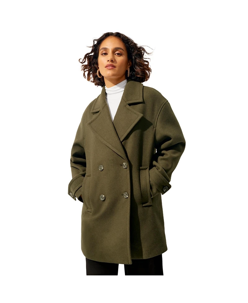 ellos Women's Double Breasted Peacoat