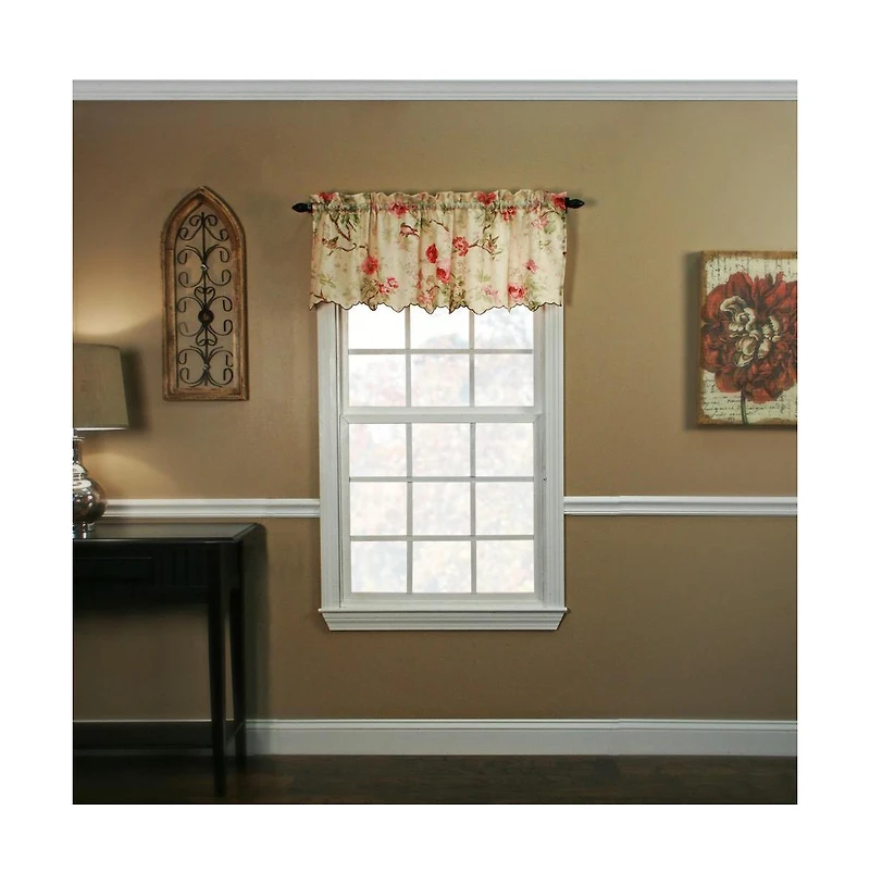 Ellis Curtain Balmoral Floral Print Semi Sheer Valance Curtain 48-Inch-by-15-Inch