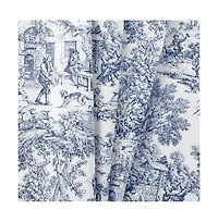 Ellis Curtain Victoria Park Toile Water Proof Room Darkening Blackout Tailored Window Valance - 70 x 12" Blue