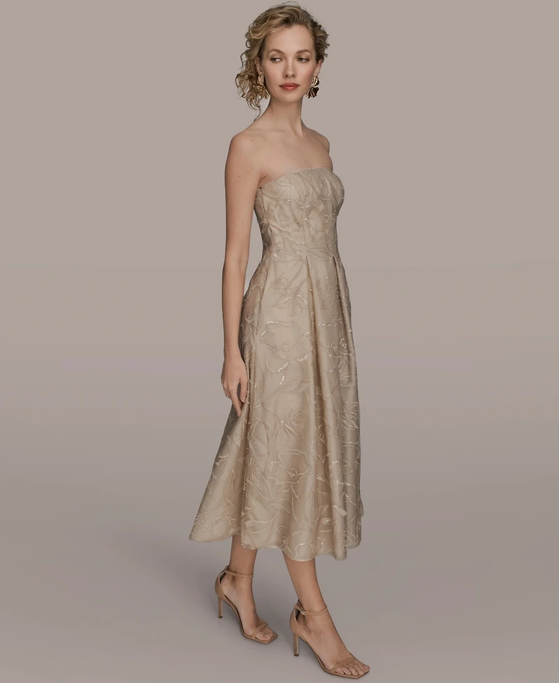 Donna Karan New York Women's Strapless Fit & Flare Midi Dress