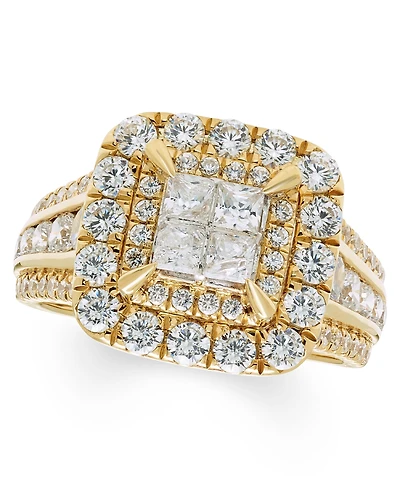 Macy's Diamond Multi Princess Halo Ring (2 ct. t.w.) in 14k Yellow Gold