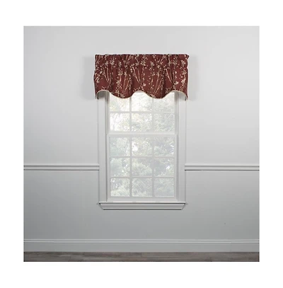 Ellis Curtain Meadow High Quality Room Darkening Solid Natural Color Lined Scallop Window Valance - 50 x15", Cardinal