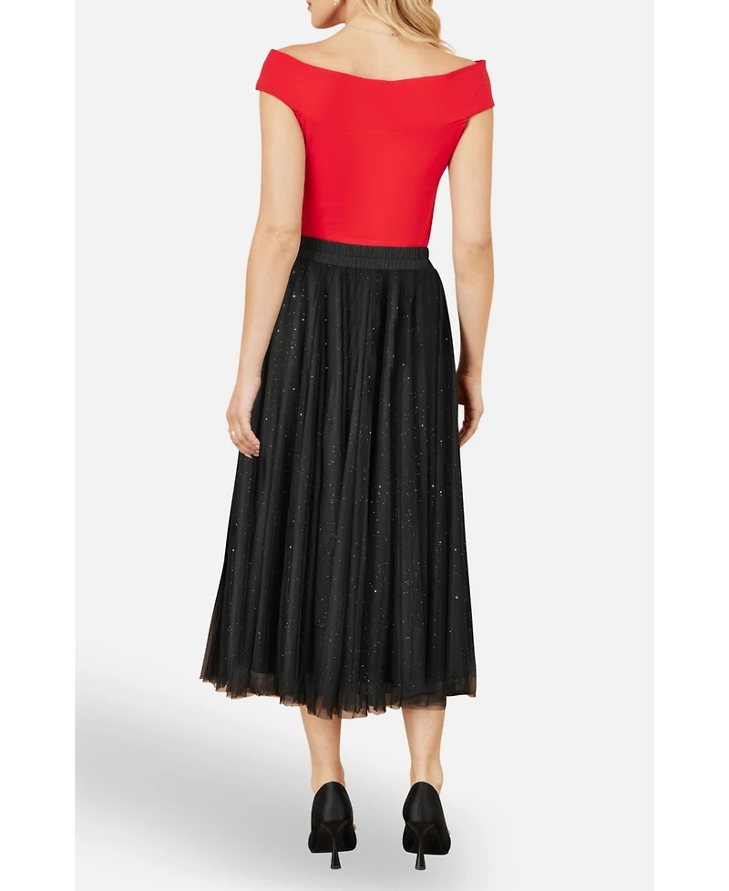 Yumi Women's Sparkle Mesh Tulle Skirt
