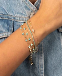 by Adina Eden Evil Eye x Dangling Turquoise Bezel Bracelet