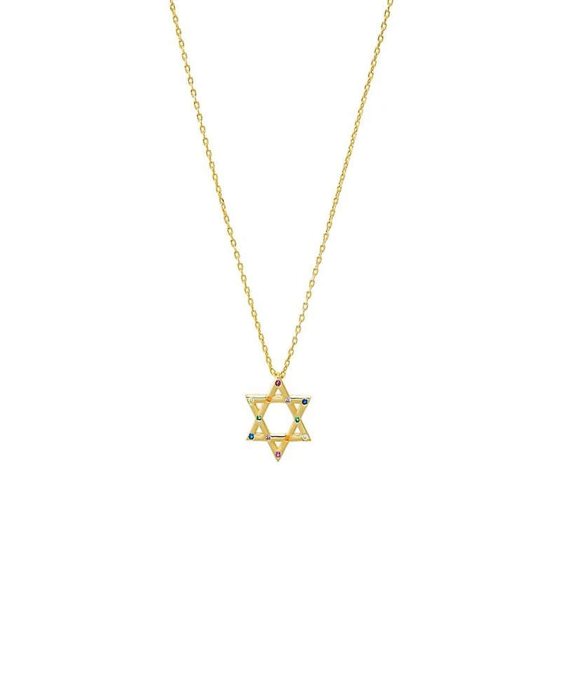 by Adina Eden Multi Colored Star of David Pendant Necklace