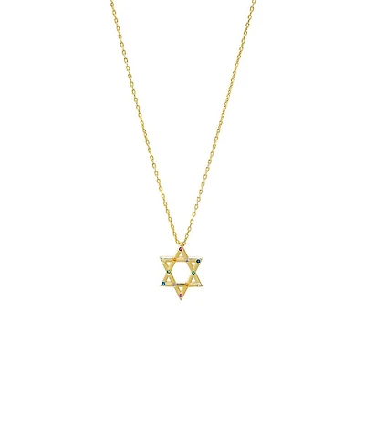 by Adina Eden Multi Colored Star of David Pendant Necklace
