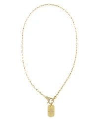by Adina Eden Pave Starburst Gold Plated Dog Tag Toggle Necklace