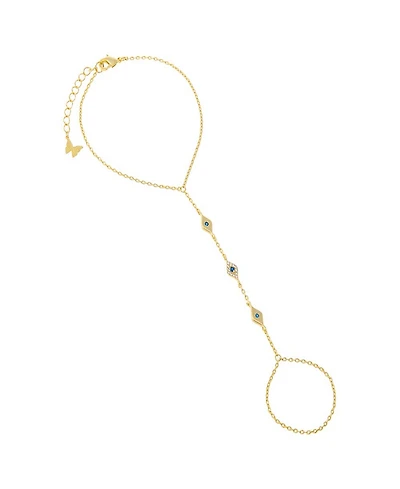 by Adina Eden Colored Multi Gold Plated Evil Eye Hand Chain Bracelet