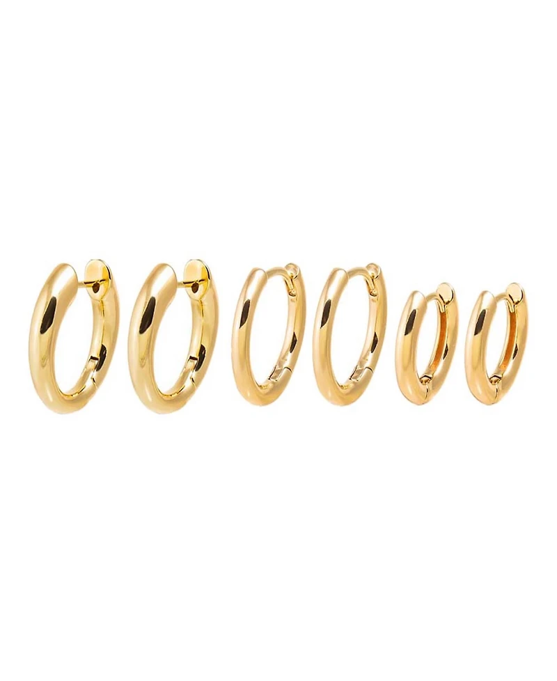 by Adina Eden The Solid Rounded Gold-Plated Ring Huggie Earring Combo Set