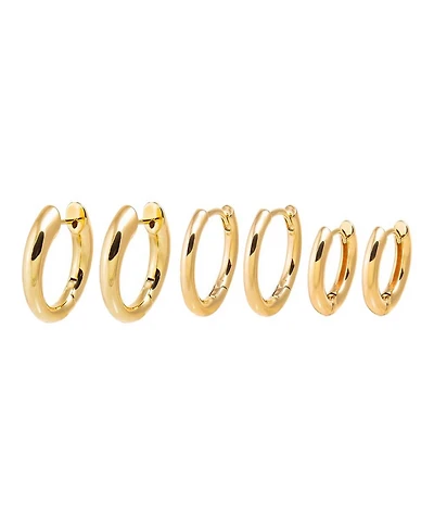 by Adina Eden The Solid Rounded Gold-Plated Ring Huggie Earring Combo Set