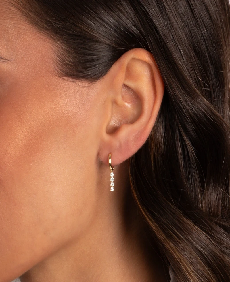 by Adina Eden Mini Cubic Zirconia Gold Plated Tennis Drop Huggie Earrings