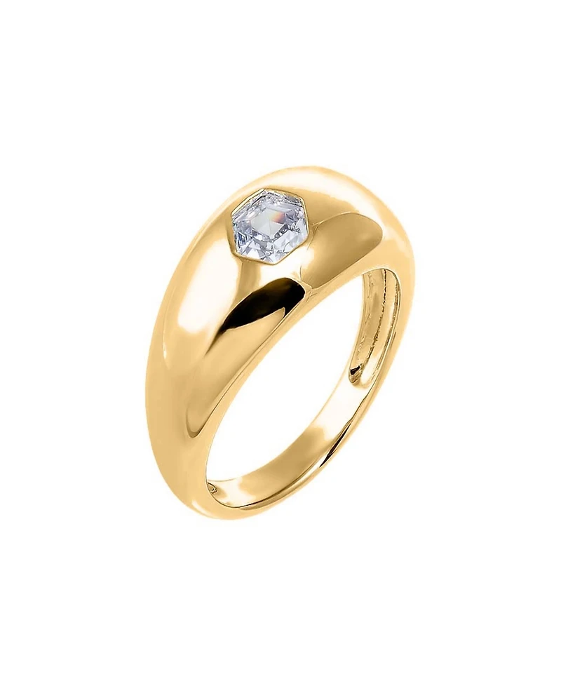 by Adina Eden Octagon Cubic Zirconia Gold Plated Jumbo Puff Ring