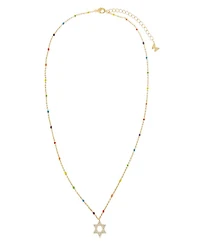 by Adina Eden Pave Star of David Multi Color Beaded Necklace