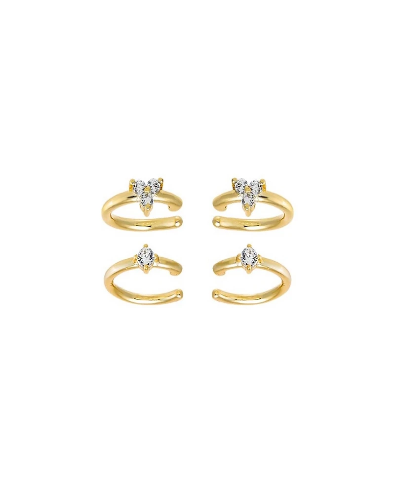 by Adina Eden Cubic Zirconia Multi Shape Gold Plated Ear Cuff Combo Set