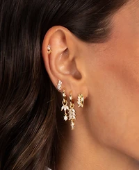 by Adina Eden Cubic Zirconia Gold Plated Marquise Dangling Cluster Huggie Earrings