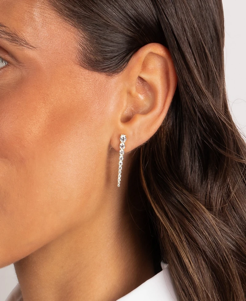 by Adina Eden Graduated Gold Plated Tennis Drop Stud Earrings