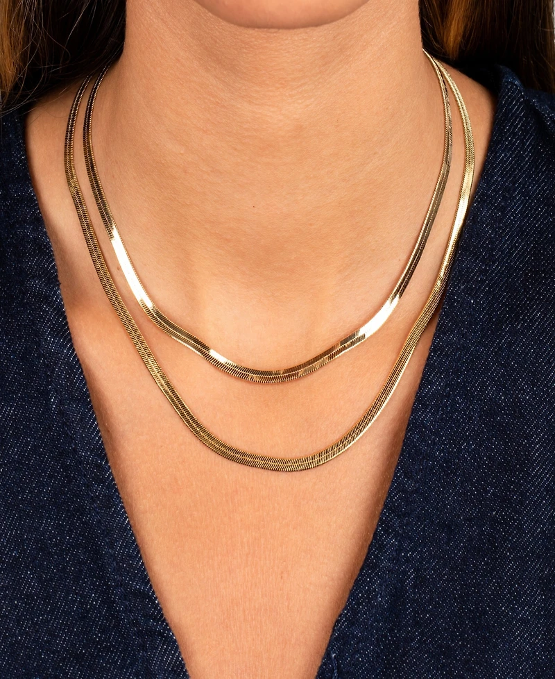 by Adina Eden Herringbone Gold Plated Chain Necklace